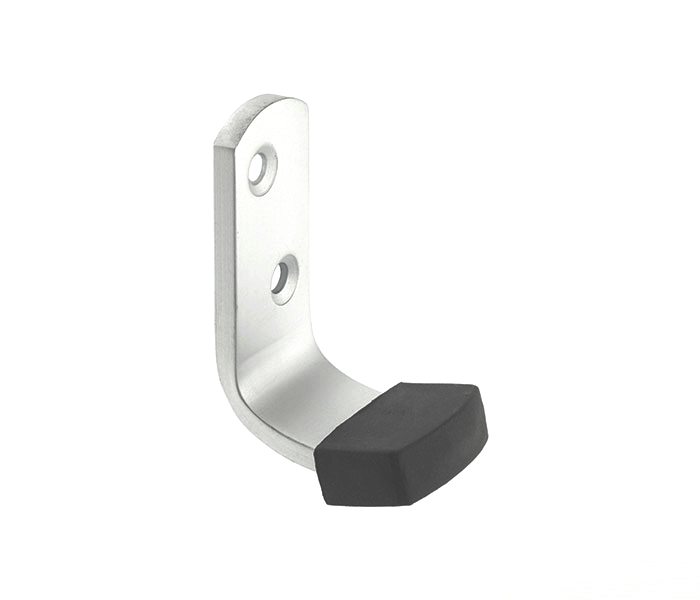 T504SA coat hook with integrated rubber buffer, satin anodised aluminium finish